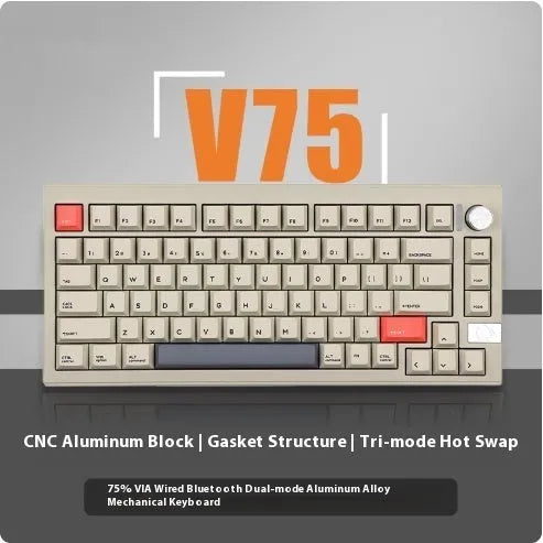 Chidu V75 aluminum CNC mechanical keyboard with 81 keys and RGB backlighting