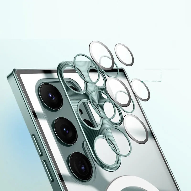 Magnetic flip phone case for Samsung Galaxy S21 and S22 series in black, blue, green, purple, or silver
