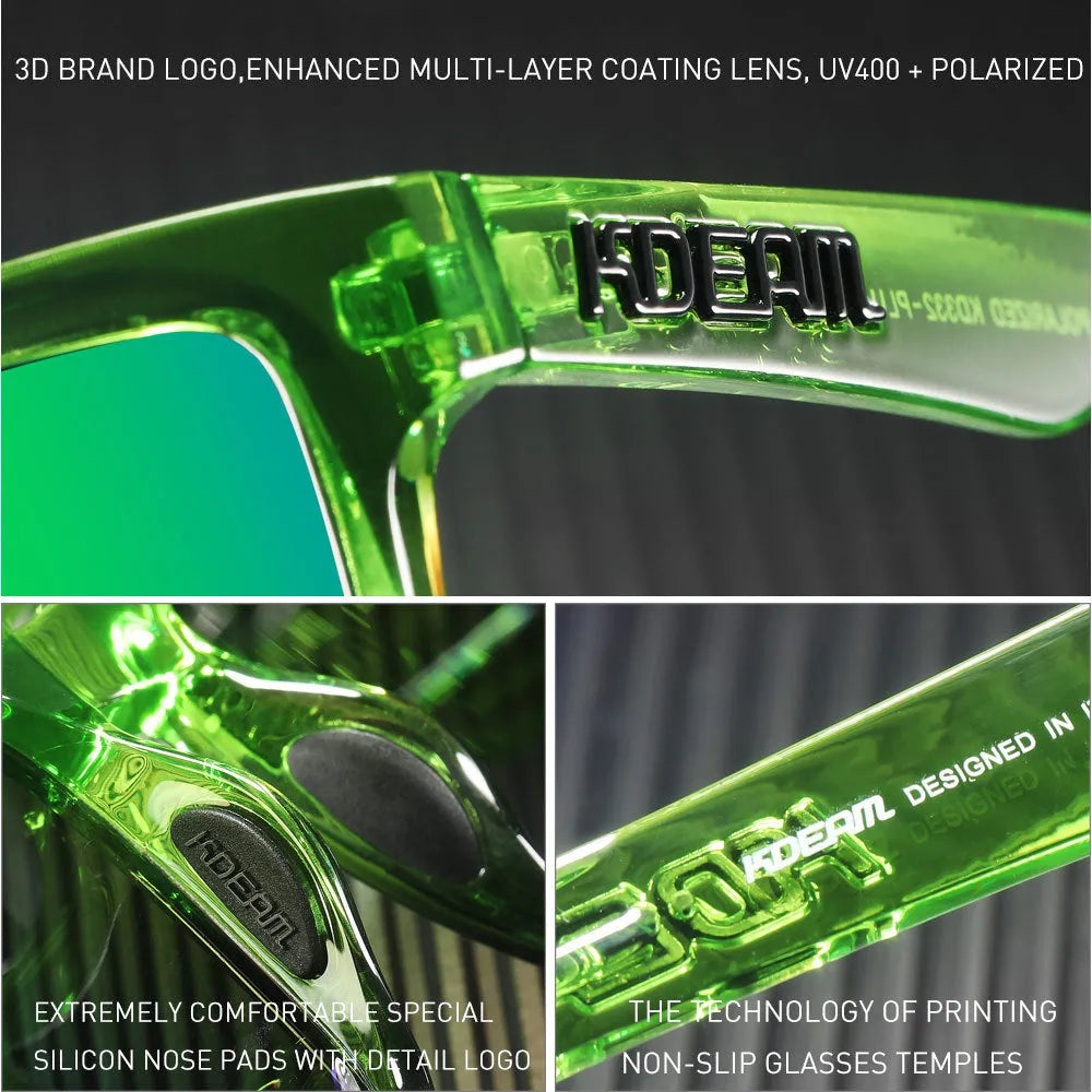 Square polarised sunglasses with TAC lenses and PC frame in multiple colour options for outdoor use