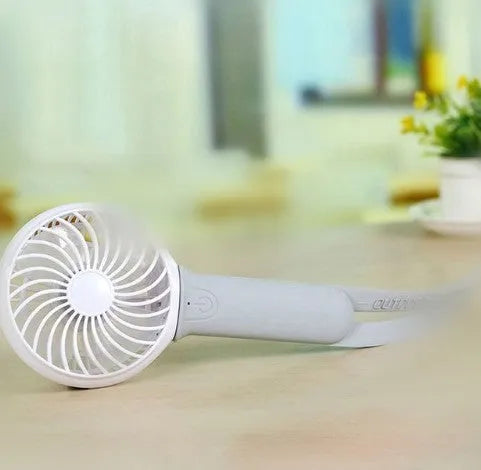 200mm portable USB rechargeable hand fan with LED light in blue colour