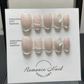 Women's blush colour artificial nails with short ladder design in four sizes XS S M L