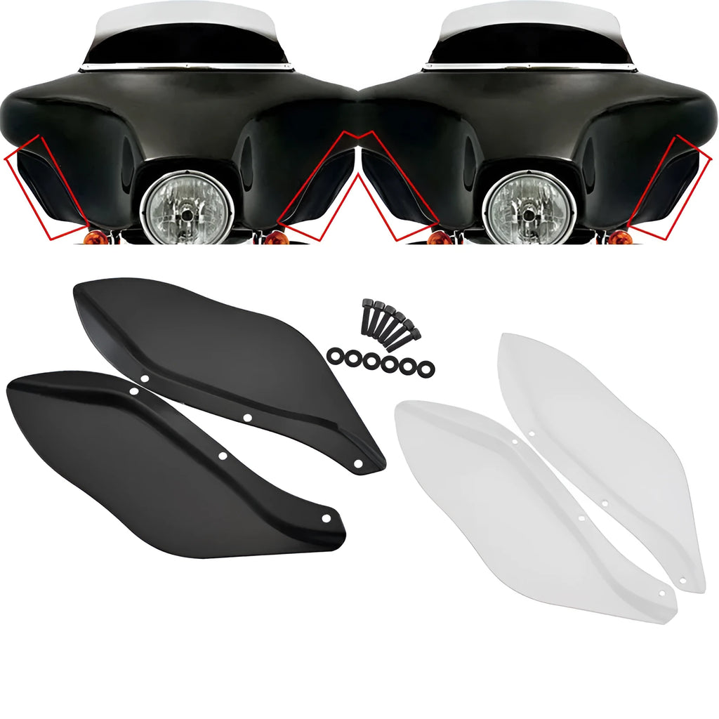 Pair of Harley-Davidson motorcycle side wing headlight covers in ABS plastic