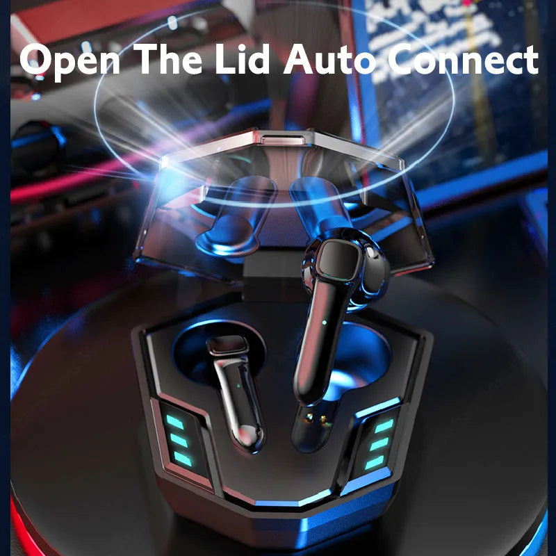 Picture colour wireless Bluetooth gaming headset with minimalist design on a black background.