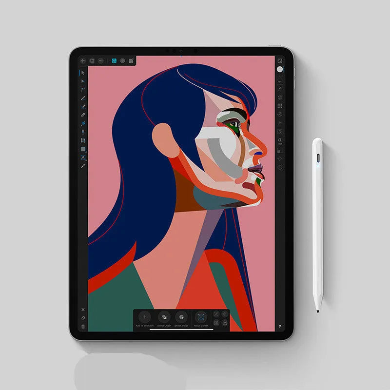 White capacitive stylus pen for iPad 2018-2019 models with 1.0mm nib and Type-C charging port
