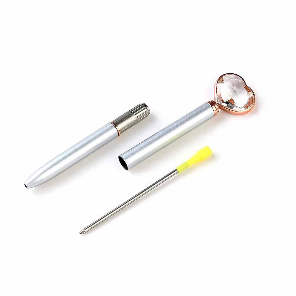 Creative crystal love ball metal pen in golden, rose gold, and silver colours