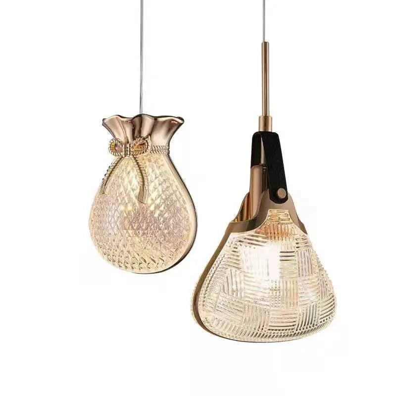 Modern net red lucky bag chandelier with acrylic shade and zinc alloy frame, 13x16cm ceiling light for bedroom