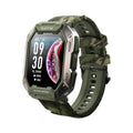 Men's smartwatch with silicone strap showing health monitoring functions and Bluetooth calling