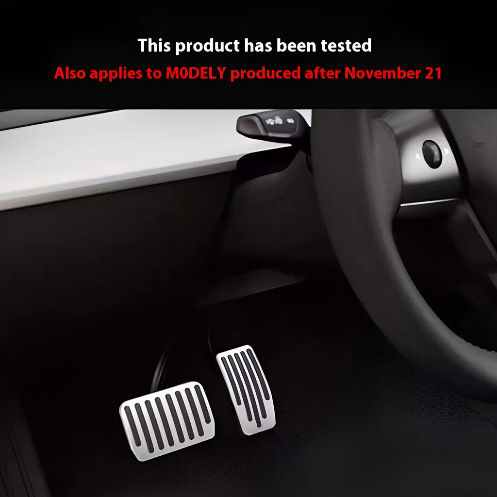 Tesla Model 3 Y aluminium alloy anti-skid car accelerator and brake pedal set in silver