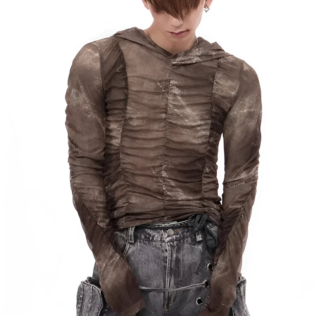 Boys lightweight ice silk bottoming shirt in picture colour with printing pleating design