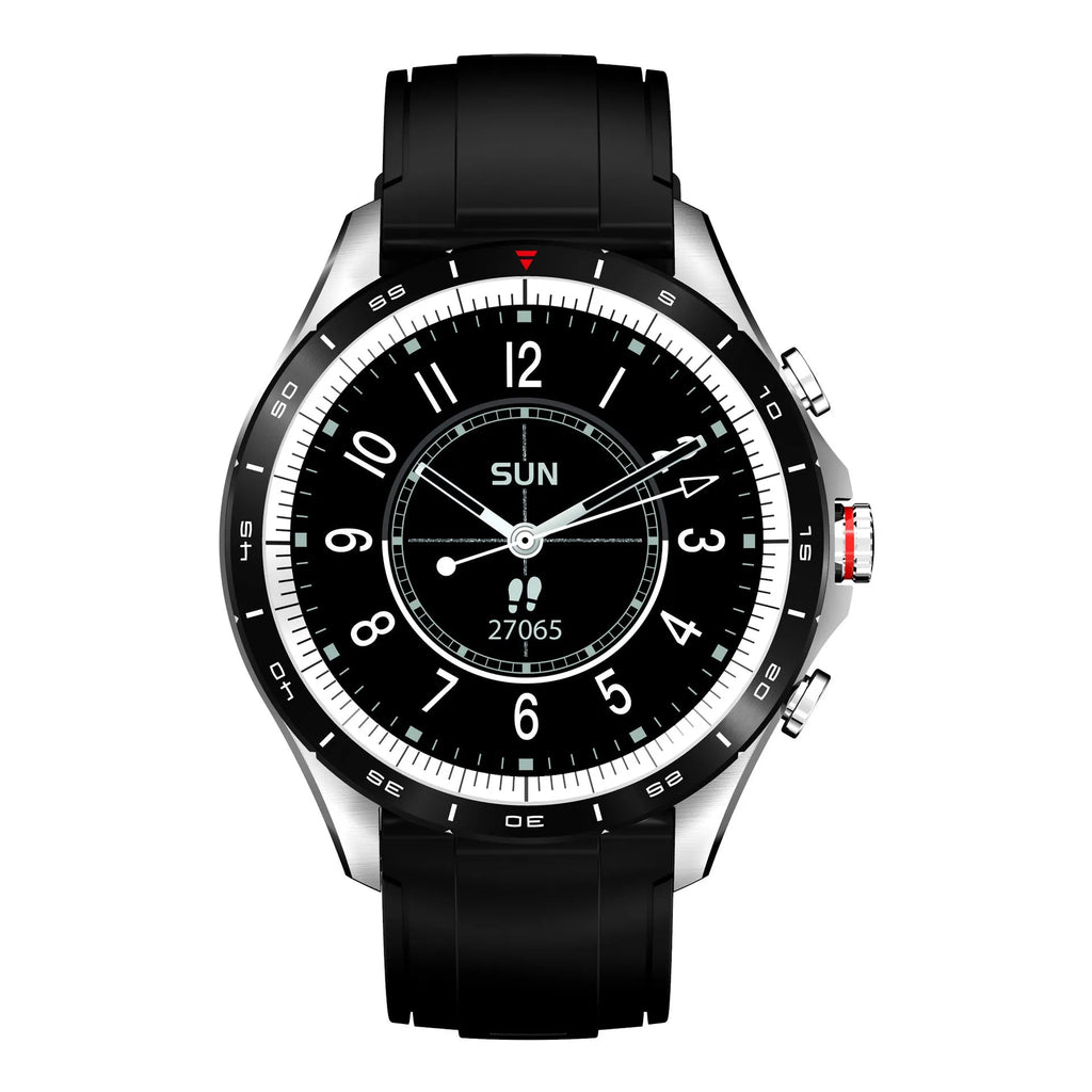 Men's smart bracelet watch with zinc alloy case and silicone wristband in black, blue, or grey colours