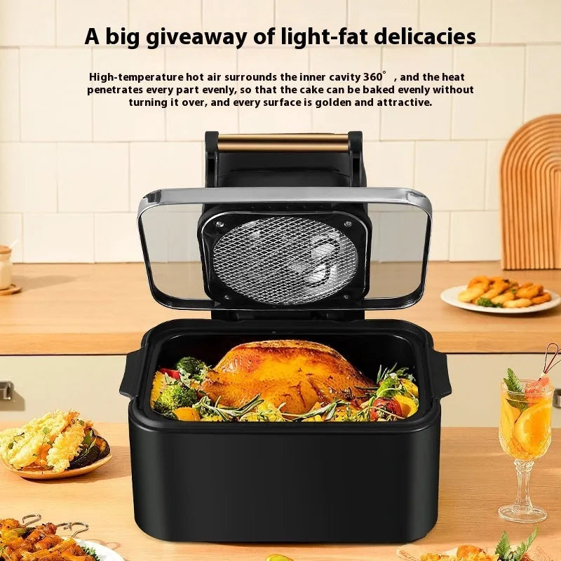 Smart Loop Air Fryer Flip Electric Oven 12L capacity in black with side view showing dimensions