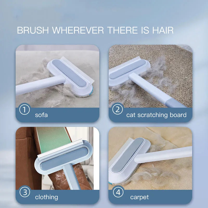 4-in-1 multifunctional hair removal brush with flannel head and detachable handle for pet hair and screen cleaning