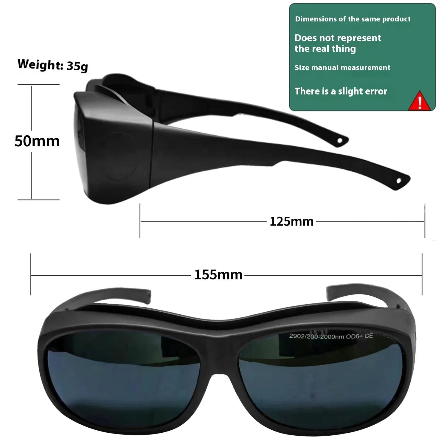 A pair of PC laser protection welding goggles for 200-2000nm optical radiation.