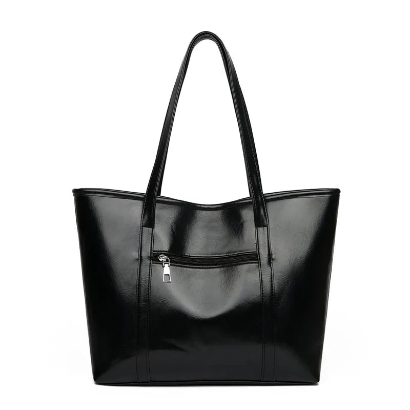 Women's soft PU leather large capacity shoulder bag with crocodile pattern, dark blue colour