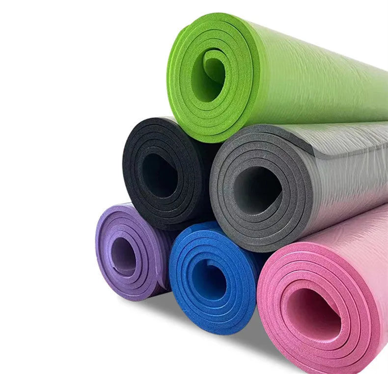 Striped NBR yoga mat 183x61cm for fitness and dance, available in purple, blue, pink, black, grey, green and red