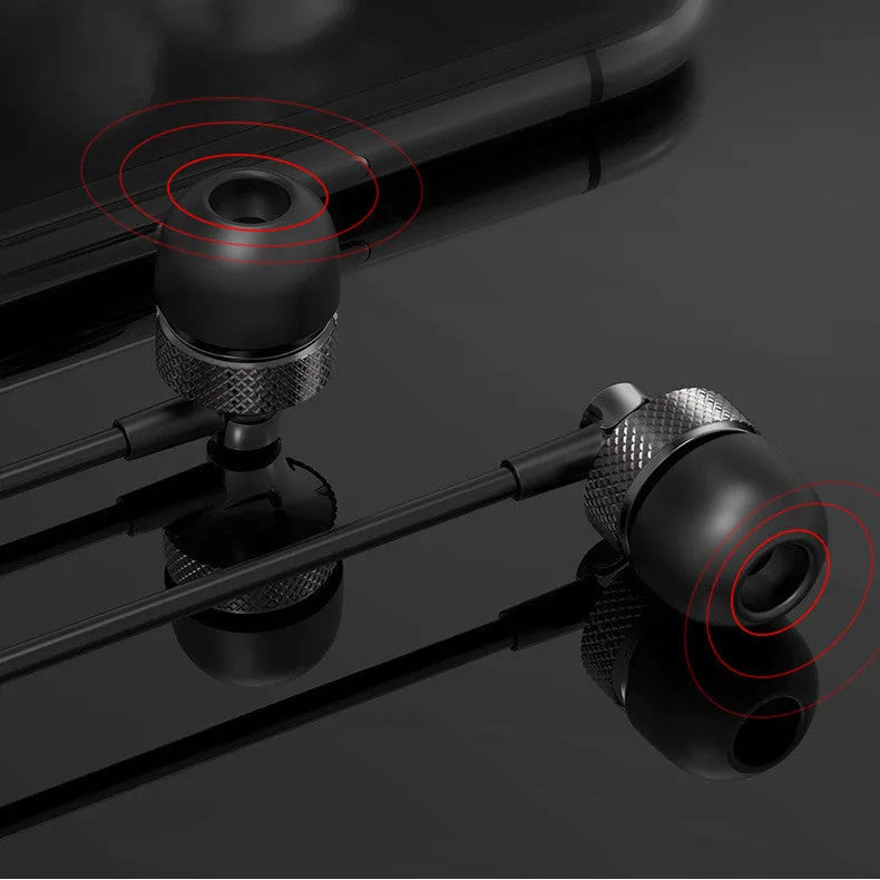 Gold metal in-ear headphones with a wheat-coloured cable and 3.5mm plug.