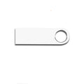 Gold metal USB 2.0 flash drive with compact rectangular shape on light background