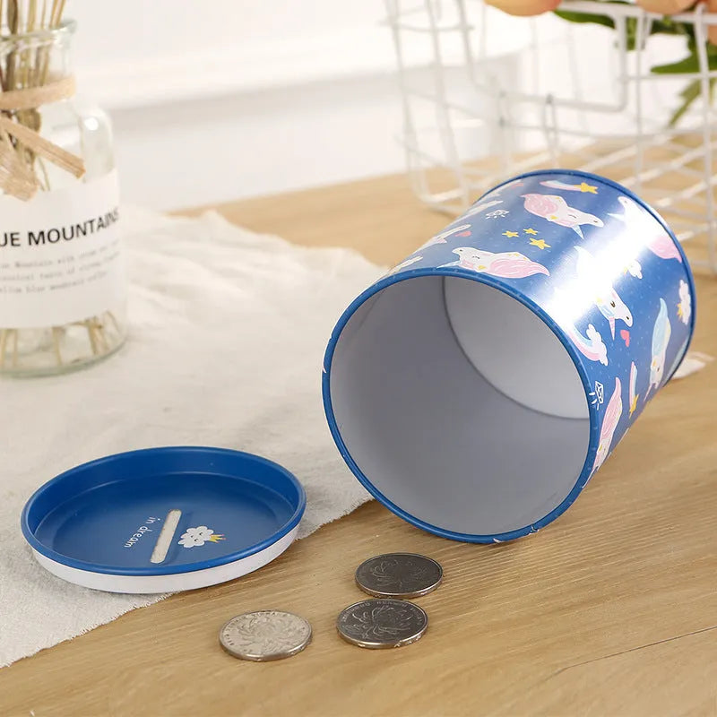British style metal piggy bank measuring 85mm wide by 102mm high