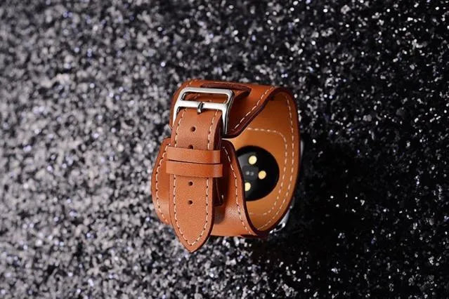 Leather watch strap belt in red, blue, black or brown, 38mm and 42mm width options for men and women