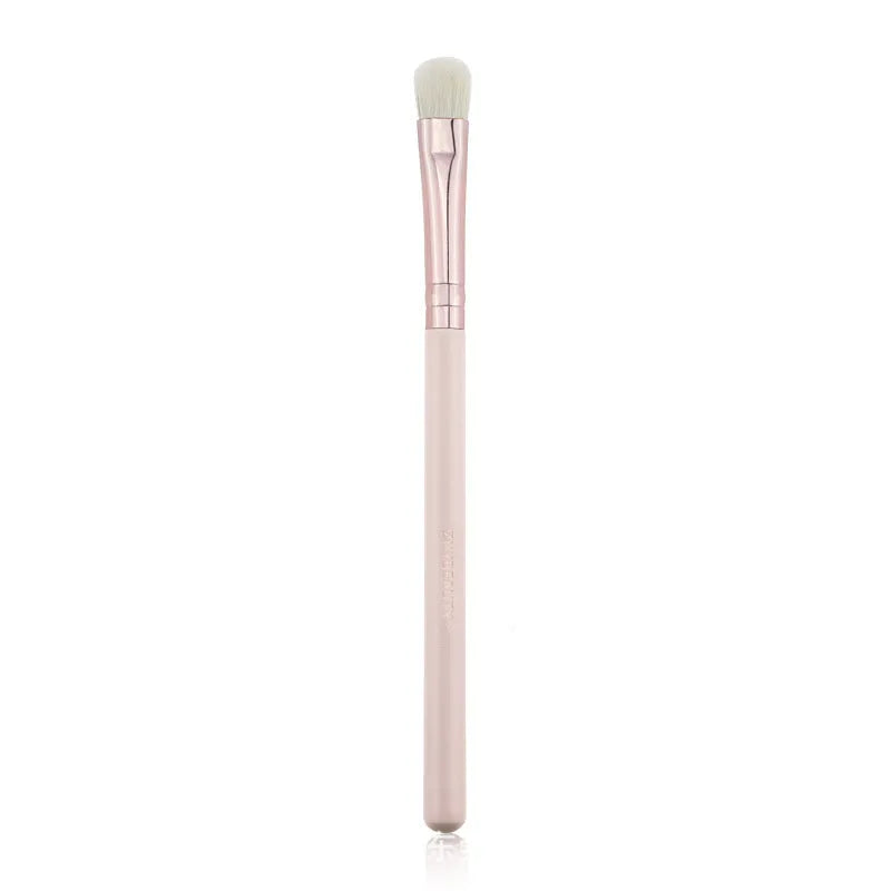 26-piece pink makeup brush set with wool bristles and wooden handles in PU storage bag