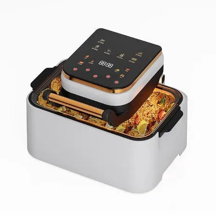 Smart Loop Air Fryer Flip Electric Oven 12L capacity in black with side view showing dimensions