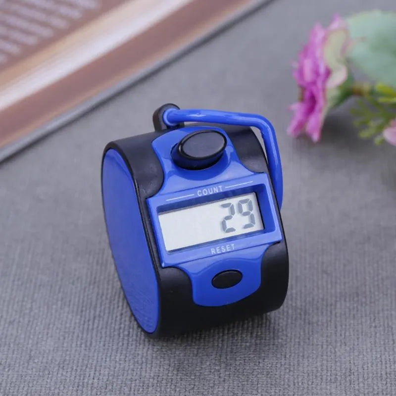 Handheld 5 digit electronic tally counter with zero clearing switch and large LCD display, for people flow statistics.