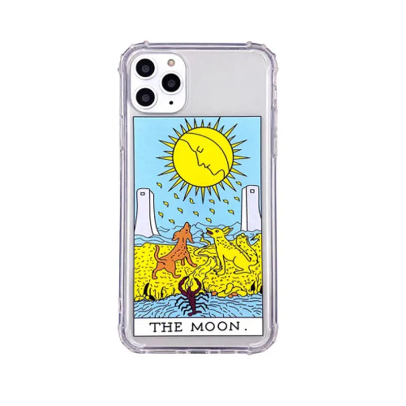 Creative Mythology graffiti design silicone TPU back cover case for iPhone on a sun-coloured background.