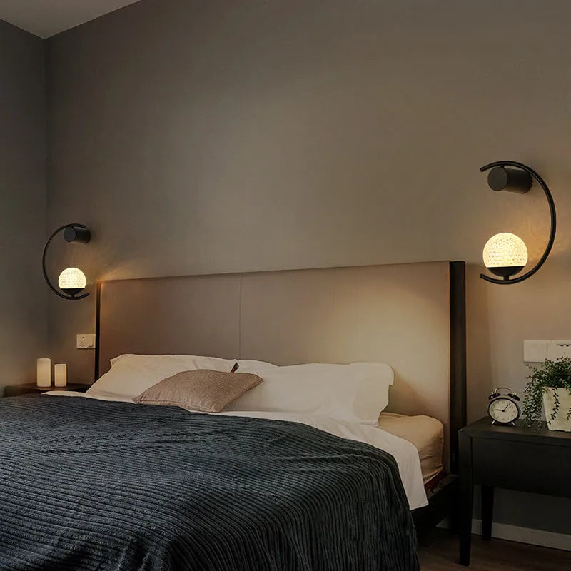 Modern minimalist wall lamp, iron and acrylic, black finish, LED trichromatic dimming, 22.5x30cm