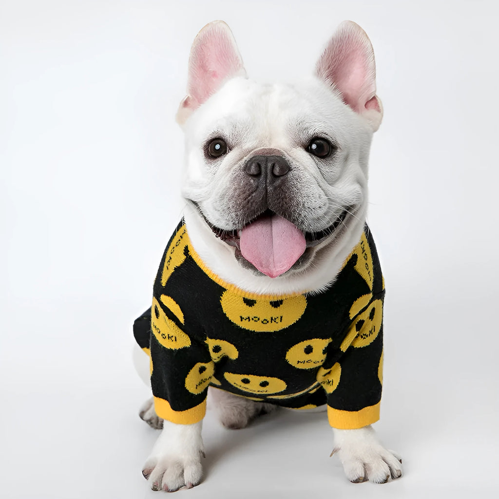 Black MK9 smile wool pet jumper for dogs and cats, sizes XXS to XXL, casual design