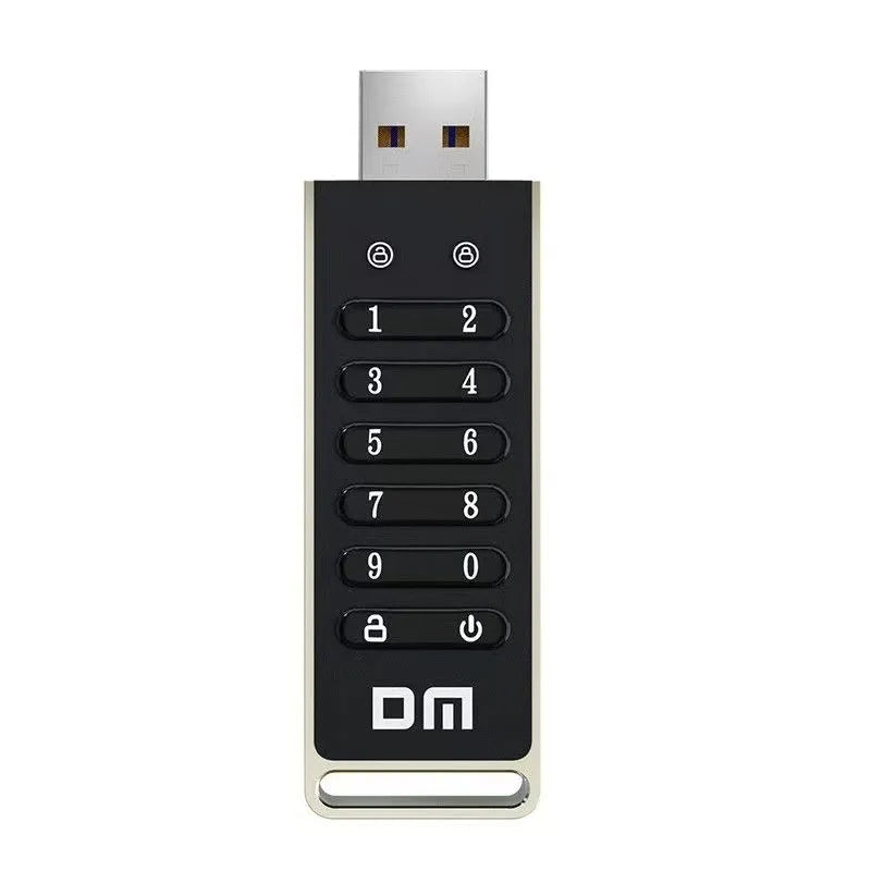 64GB encrypted USB flash drive with metal casing and digital button for fingerprint security