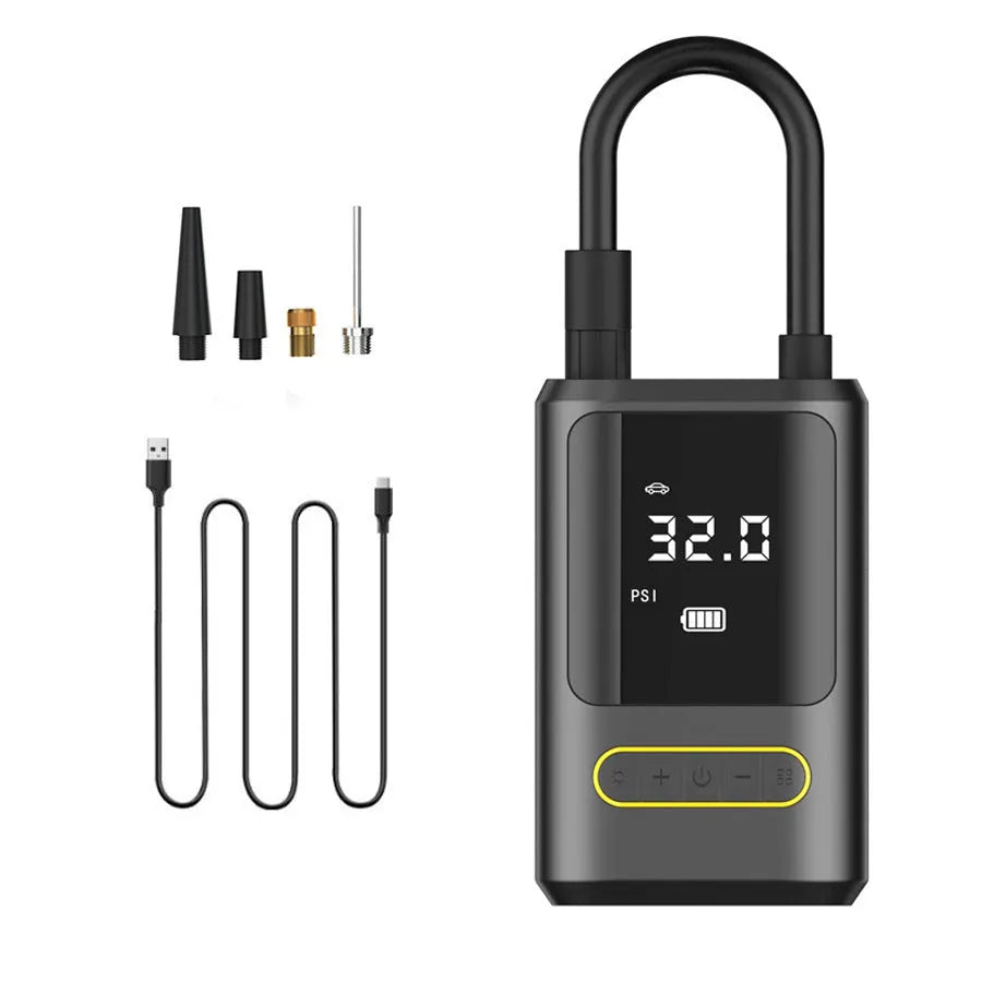 Handheld wireless digital air pump with display for car tyres and sports equipment