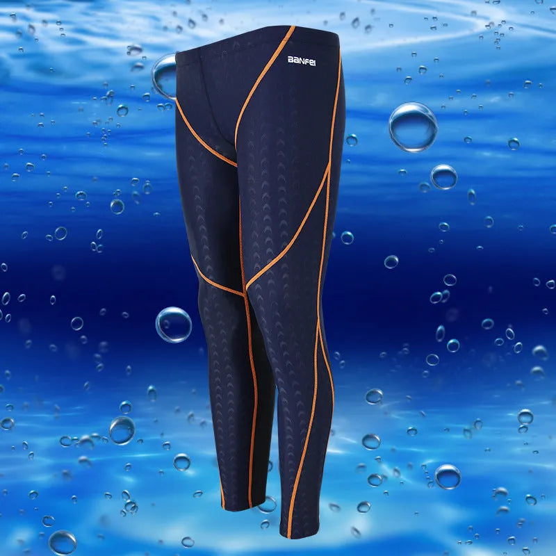Men's nylon cropped swimming trunks in black with coloured side lines.