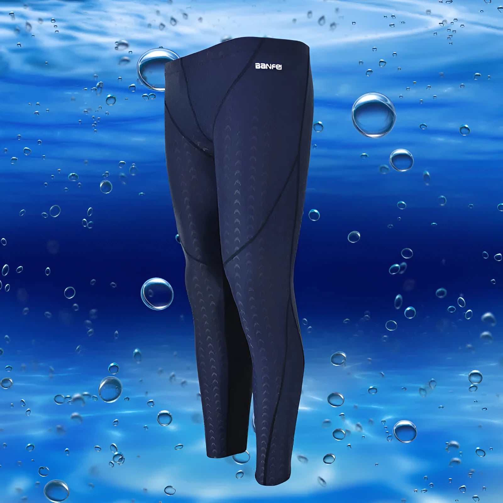 Men's nylon cropped swimming trunks in black with coloured side lines.