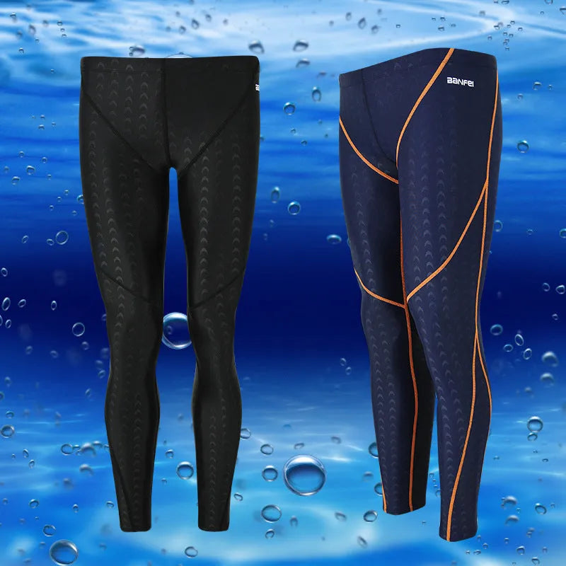 Men's nylon cropped swimming trunks in black with coloured side lines.