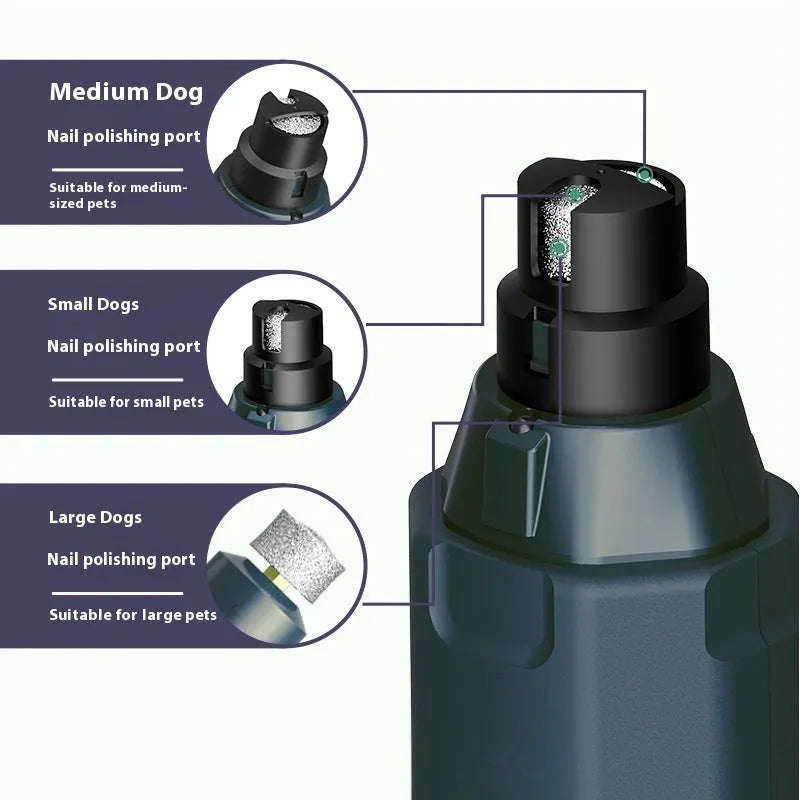 Dark blue automatic pet nail piercing device with 6-speed control knob and LED light