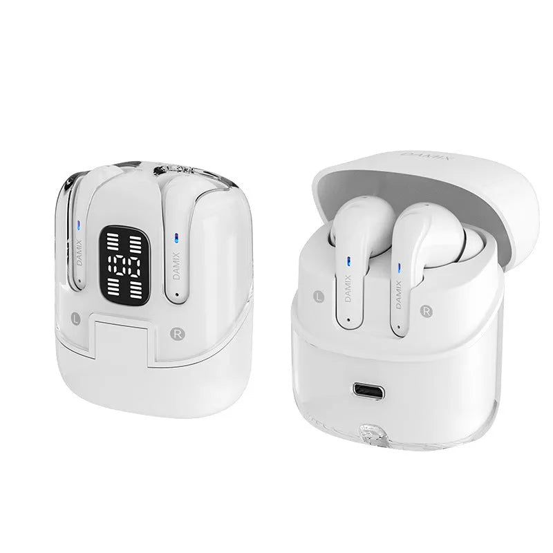 DX16 Couple Bluetooth Headset wireless earbuds in Black with digital display and in-ear design
