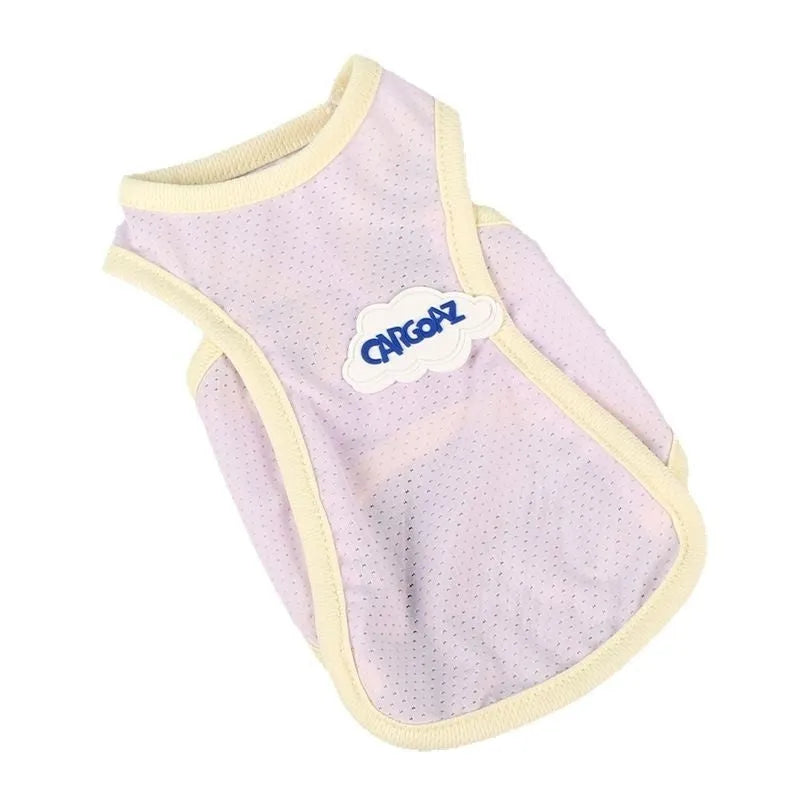 Grass green anti-lint polyester vest for a cat on a white background.