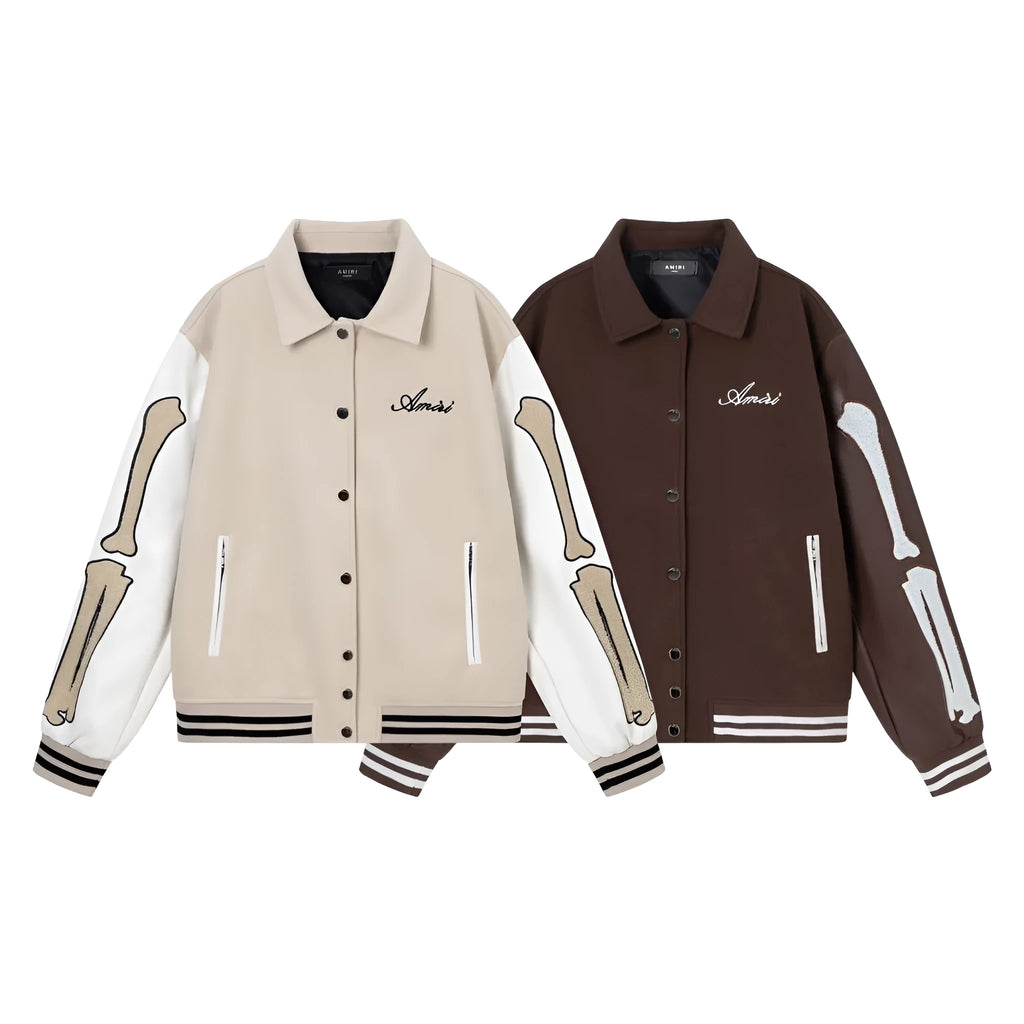 Women's bone embroidered woolen jacket in apricot colour with long sleeves for autumn winter wear