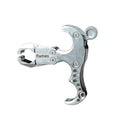 Alloy archery release aid with two-axis harpoon clip for bow string control
