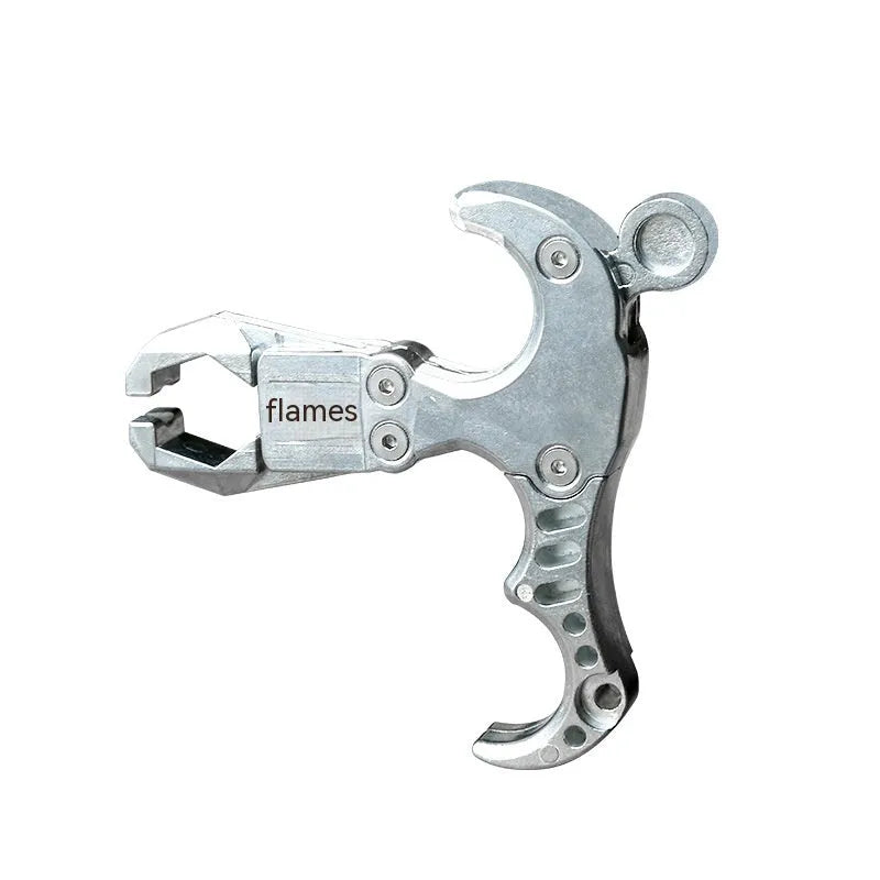 Alloy archery release aid with two-axis harpoon clip for bow string control