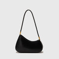 Women's retro PU leather underarm bag in oval shape with single shoulder strap and sandwich pocket