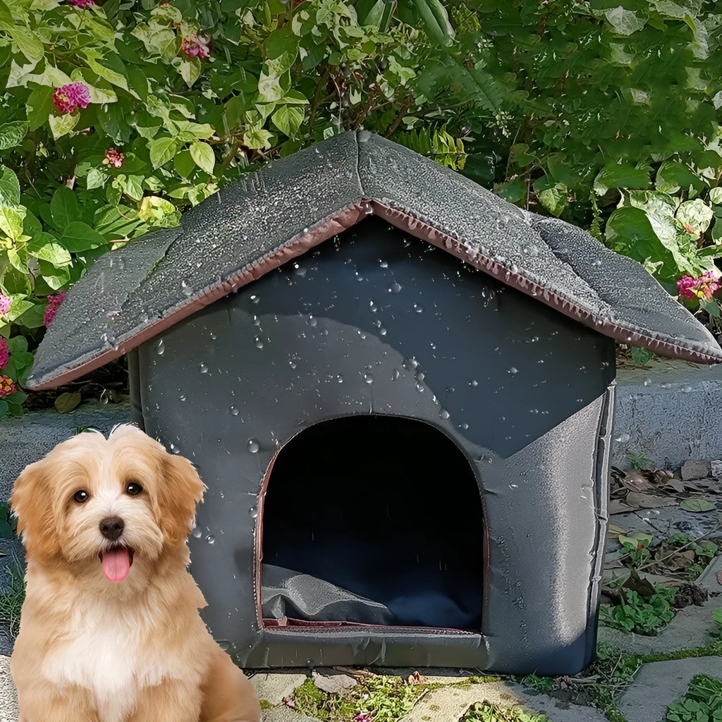 Black outdoor waterproof shelter for stray cats made of Oxford cloth with detachable design