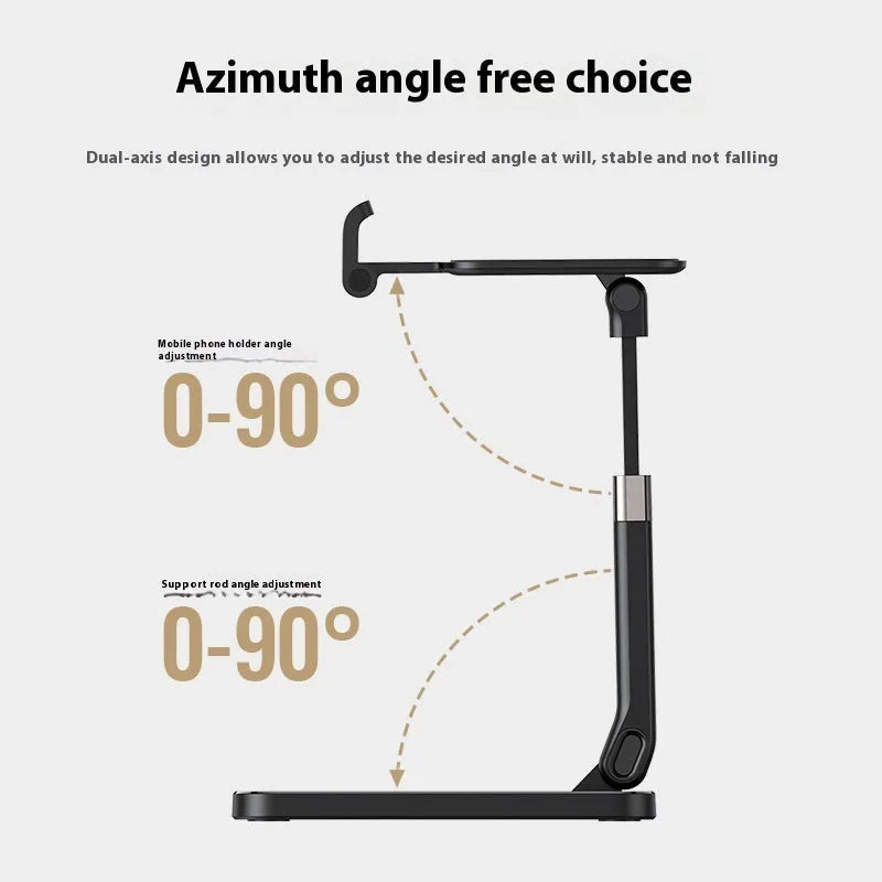Black foldable PC ABS desktop phone bracket for 4-7.2 inch devices with lifting stand