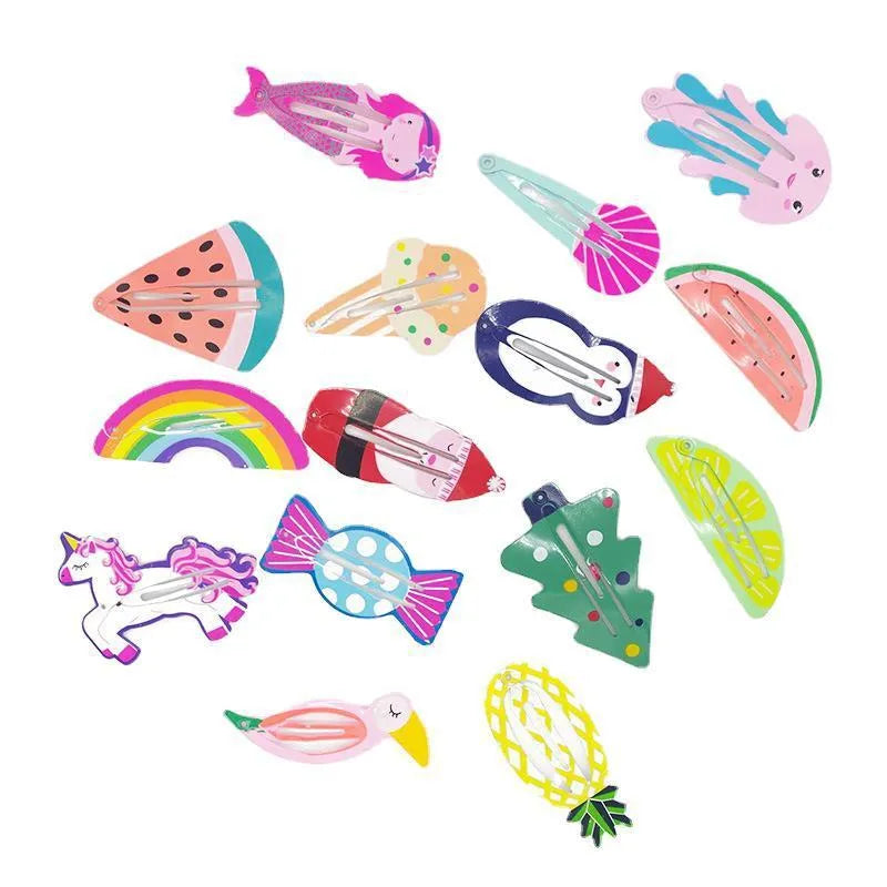 Metal children's barrette hair clip with colourful watermelon design