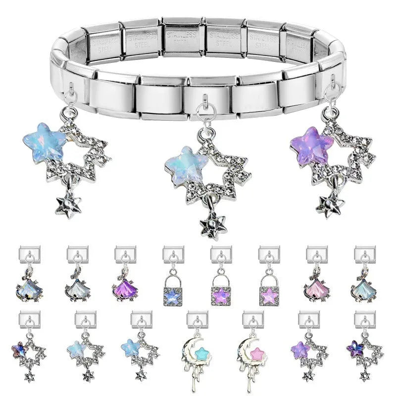 Small stainless steel electroplated pendant module 1x0.9cm charm bracelet accessory
