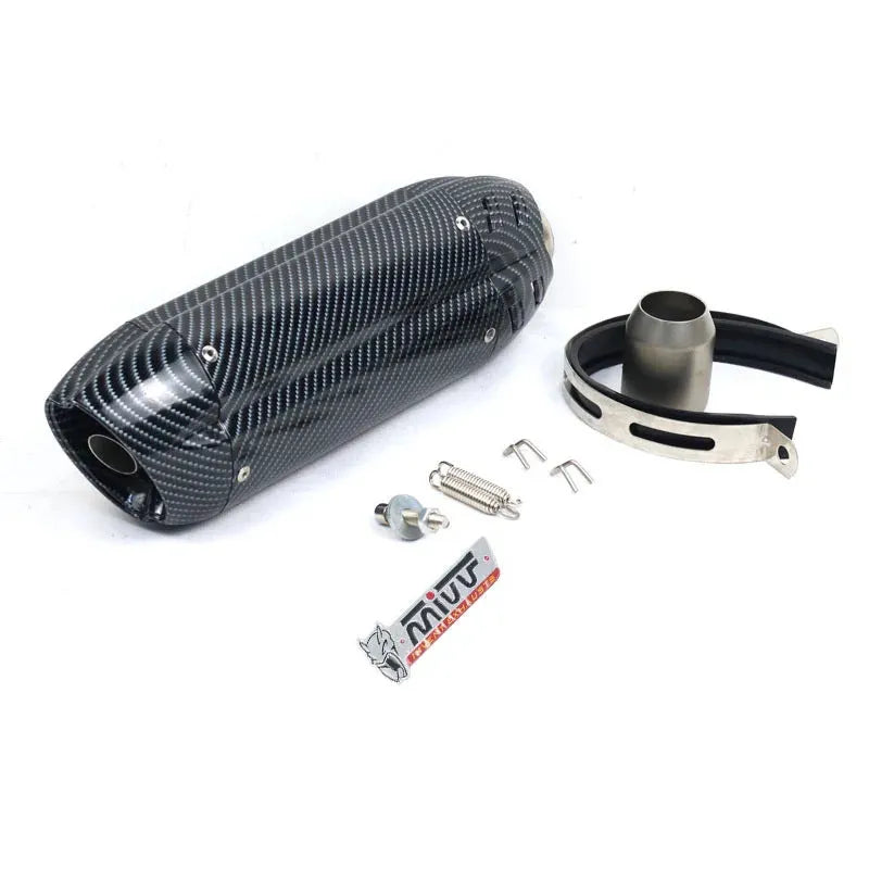 Stainless steel motorcycle exhaust modification kit with 51mm interface and hexagonal design