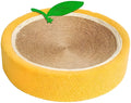 Yellow round sisal cat scratching board and bed with a concave centre for cats.