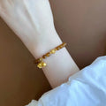 Women's New Chinese style bracelet with Lily floral design and electroplated finish