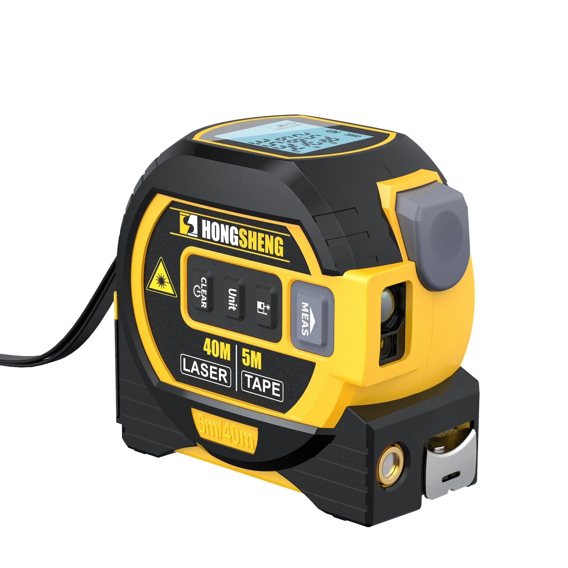 3-in-1 laser tape measure rangefinder with 5m tape ruler and laser cross in blue