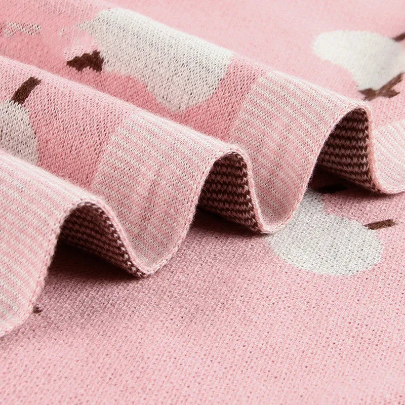 Grey and pink 100x80 cm baby sheepskin blanket and windproof cover made from 100% cotton